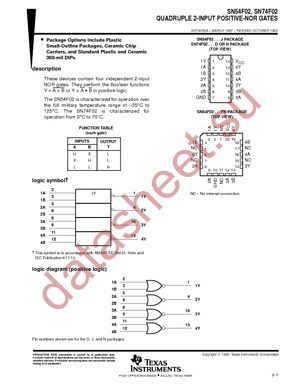 SN74F02NSRE4 datasheet  